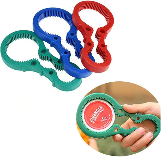 3in1 Container Bottle Jar Lid Can Opener Hand Easy Twist Kitchen Tool Silicon Jar Opener Screw Cap Jar Bottle Wrench Red, Green, Blue Random color (Multicolored)