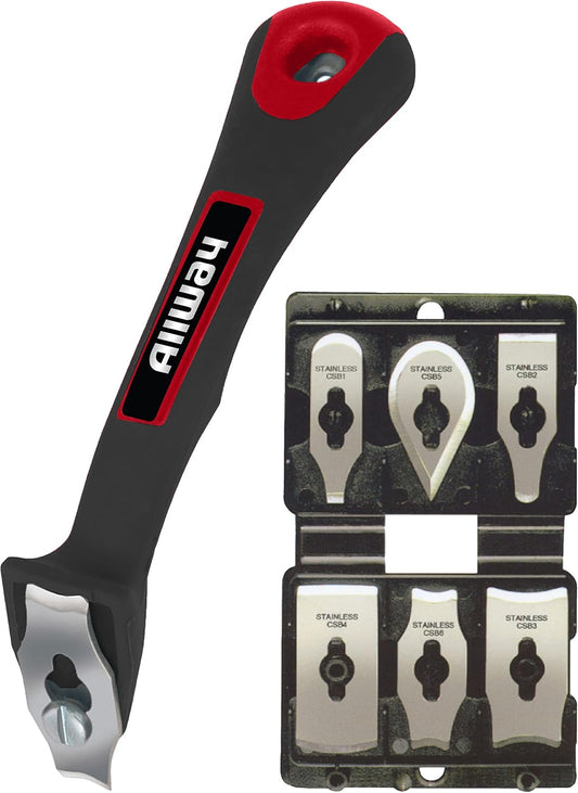 CS6 Soft-Grip Contour Scraper Set with 6 Blades and Blade File
