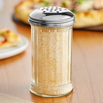 12 Oz Parmesan Cheese Shaker/salt and pepper shakers with Stainless Steel Lid, Clear Plastic seasoning shaker, sugar/spice dispenser, large salt and pepper shakers (360 ml) (12, 12 Oz)