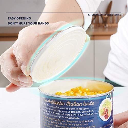 Safety Side Cut Manual Can Opener for Seniors & Arthritis, Smooth Edge No Sharp Lid, Ergonomic Soft Grip, Food Grade Stainless Steel, Easy to Use Kitchen Can Opener