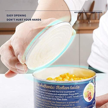 Safety Side Cut Manual Can Opener for Seniors & Arthritis, Smooth Edge No Sharp Lid, Ergonomic Soft Grip, Food Grade Stainless Steel, Easy to Use Kitchen Can Opener