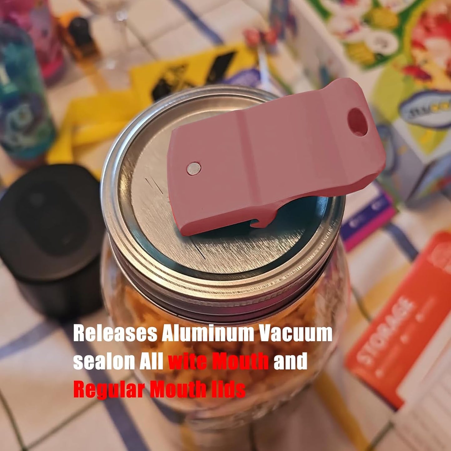 Canning Jar Opener, Mason Jar Opener Canning Tool, Releases Vacuum Seal on Wide Mouth and Regular Mouth Lids,Magnetic Jar Lid Lifter for Canning.Ideal for Preserving, Pickling and Home Food Storage