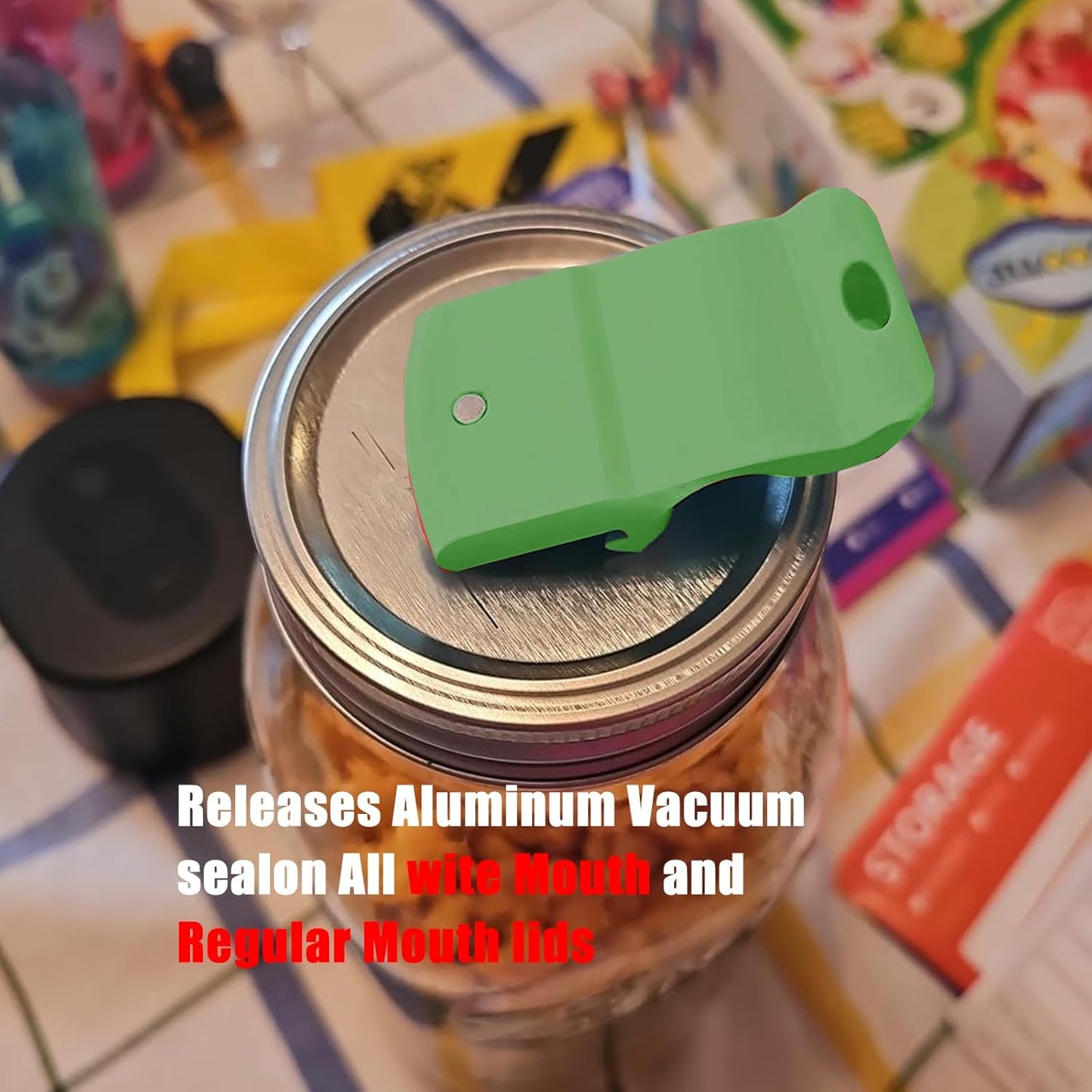Canning Jar Opener, Mason Jar Opener Canning Tool, Releases Vacuum Seal on Wide Mouth and Regular Mouth Lids,Magnetic Jar Lid Lifter for Canning.Ideal for Preserving, Pickling and Home Food Storage