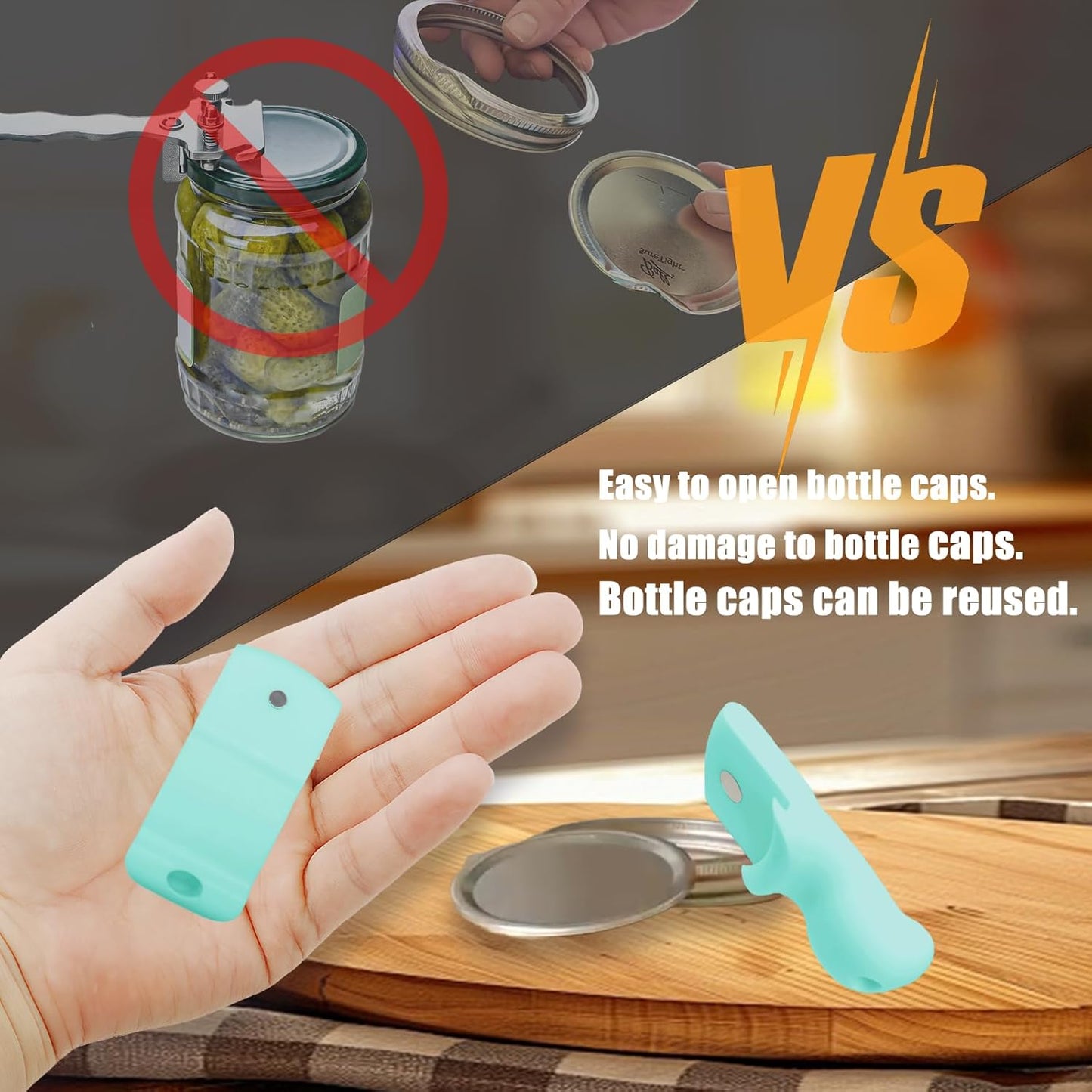 Canning Jar Opener, Mason Jar Opener Canning Tool, Releases Vacuum Seal on Wide Mouth and Regular Mouth Lids,Magnetic Jar Lid Lifter for Canning.Ideal for Preserving, Pickling and Home Food Storage