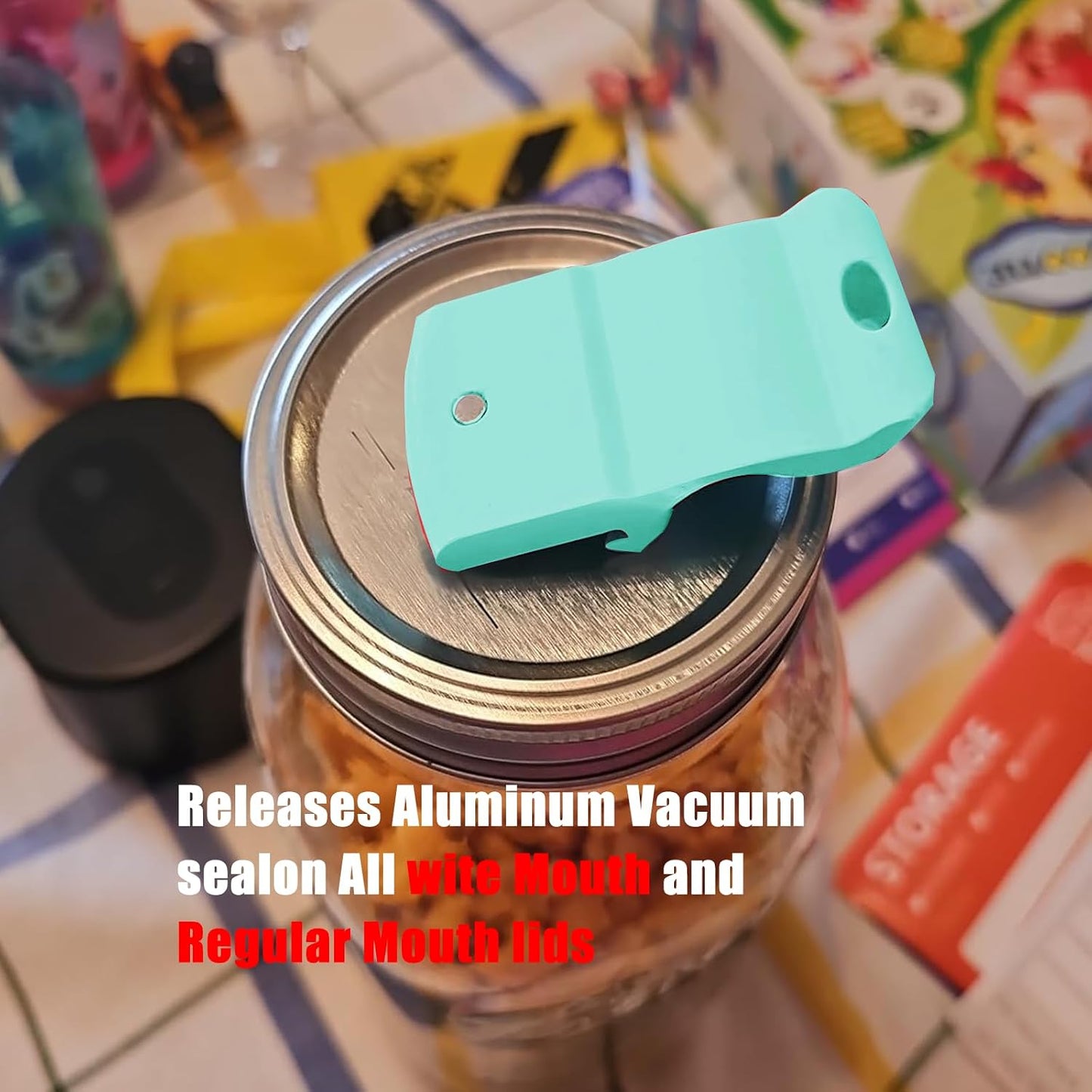 Canning Jar Opener, Mason Jar Opener Canning Tool, Releases Vacuum Seal on Wide Mouth and Regular Mouth Lids,Magnetic Jar Lid Lifter for Canning.Ideal for Preserving, Pickling and Home Food Storage