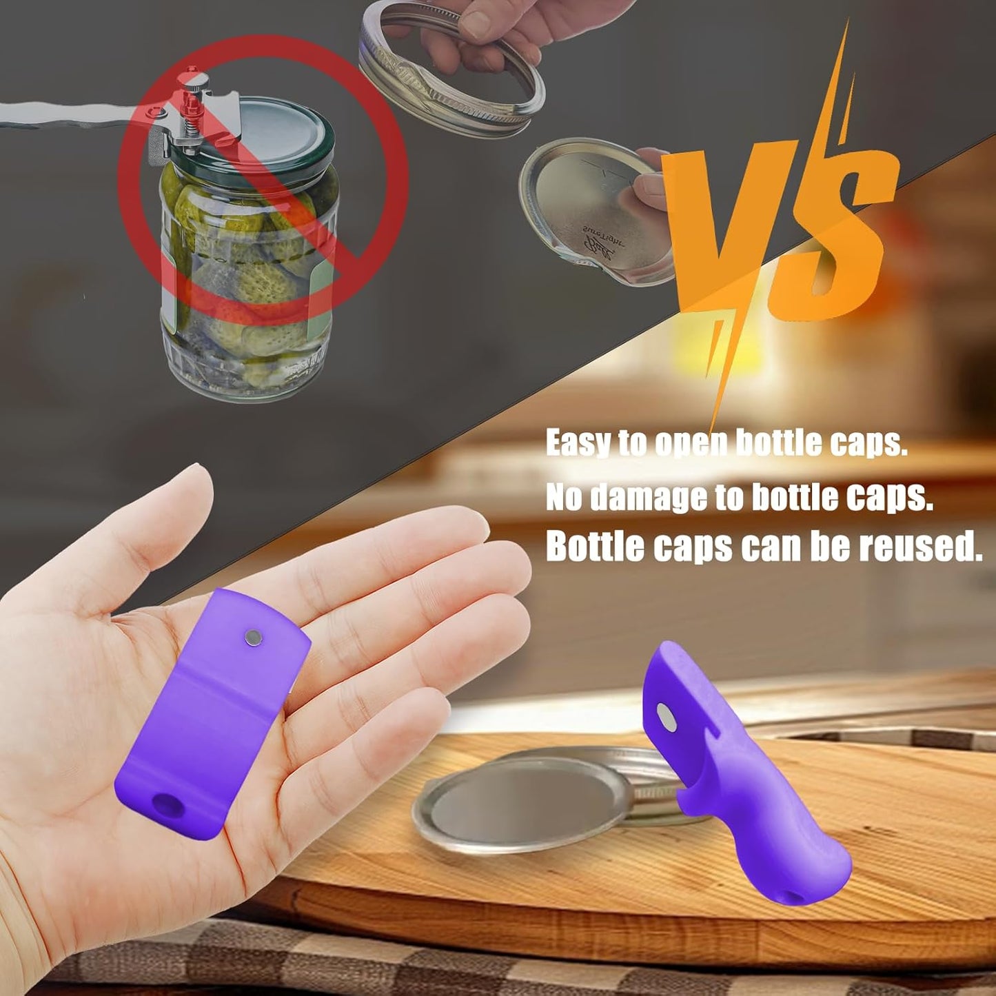 Canning Jar Opener, Mason Jar Opener Canning Tool, Releases Vacuum Seal on Wide Mouth and Regular Mouth Lids,Magnetic Jar Lid Lifter for Canning.Ideal for Preserving, Pickling and Home Food Storage