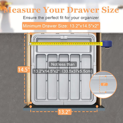 Silverware Organizer Expandable Kitchen Utensil Drawer Organizer Large BPA Free Adjustable Cutlery Silverware Tray for Spoons Forks Knives Storage Divider for Kitchen Flatware 6-9 Slots Black