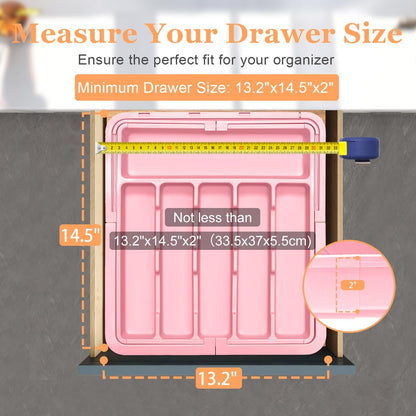 Silverware Organizer Expandable Kitchen Utensil Drawer Organizer Large BPA Free Adjustable Cutlery Silverware Tray for Spoons Forks Knives Storage Divider for Kitchen Flatware 6-9 Slots Black