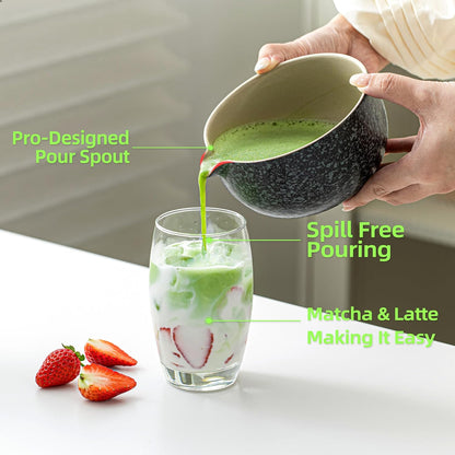 Matcha Whisk Set Black, Matcha Set,Matcha Kit for Ceremony,Tradition Tea Set for Making Breakfast/Latte,Matcha Whisk Set with Bowl(Chawan)/Whisk and Holder,Gift for Family/Friend