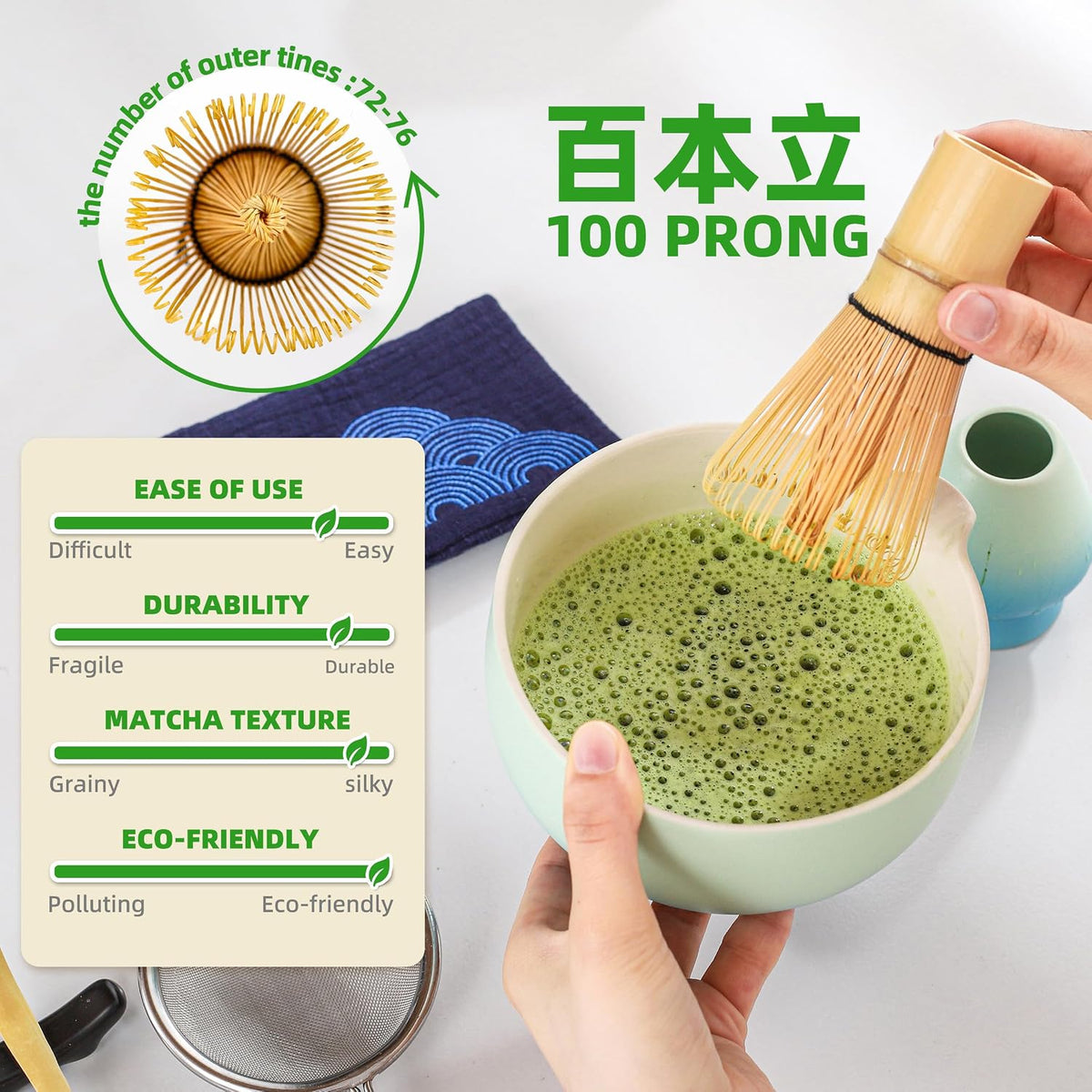 Matcha Whisk Set Black, Matcha Set,Matcha Kit for Ceremony,Tradition Tea Set for Making Breakfast/Latte,Matcha Whisk Set with Bowl(Chawan)/Whisk and Holder,Gift for Family/Friend
