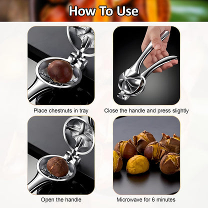 Chestnut Cutter Tool Chestnut Peeler Aluminum Alloy Chestnut Opener Chestnut Cracker Quick Clip Chestnut Sheath Cutter Nut Cracker Sheller Kitchen Tool Machine 304 Stainless Steel Blade