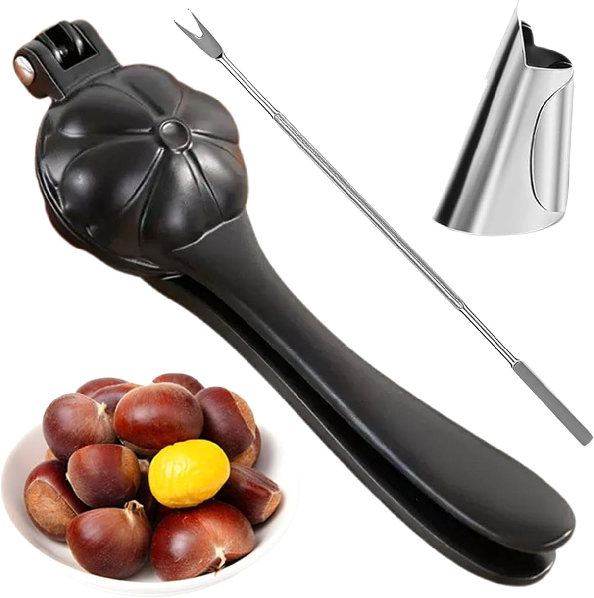Chestnut Cutter Tool Chestnut Peeler Aluminum Alloy Chestnut Opener Chestnut Cracker Quick Clip Chestnut Sheath Cutter Nut Cracker Sheller Kitchen Tool Machine 304 Stainless Steel Blade