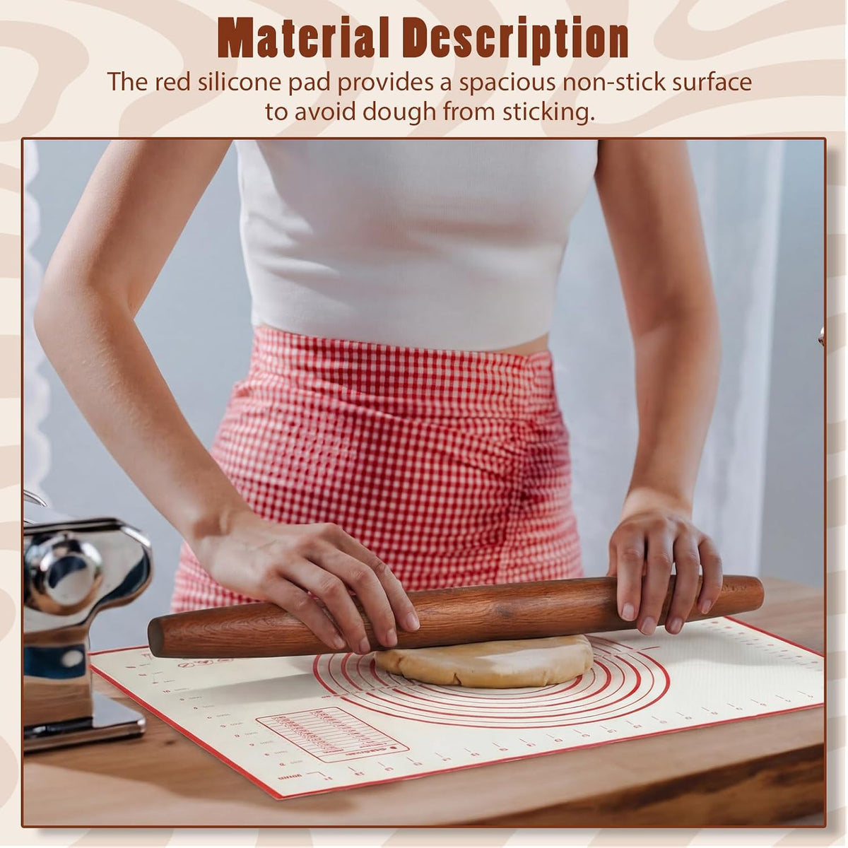 4 Pcs Sapele Wood French Rolling Pin Set Tapered and Mini Wooden Rolling Pins(15.7inch, 7.8inch)with Silicone Baking Mat and Beech Wood Base for Baking Fondant Pizza Pasta Pie Crust Pastries
