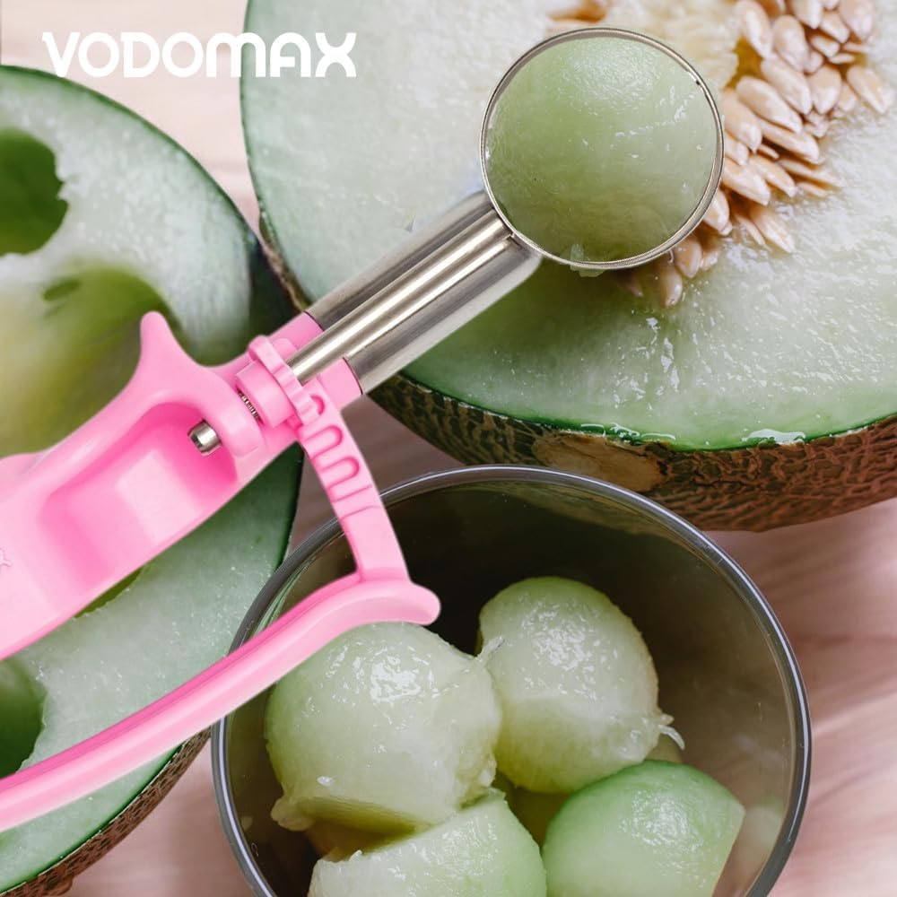 Size 60 PINK (0.53 oz.) VODOMAX Professional Food Disher, Falafel Scoop, Stainless 18-10, #60 Cookie Scoop, Fruit Scooper, Gelato Scoop, Ice Cream Scooper, Ice Cream Topping, Home Use Baking Essential