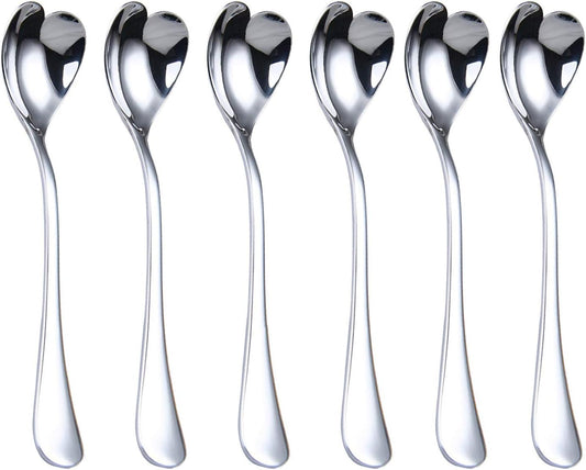 Mini Coffee Spoons, heart shaped, 4.9-inch18/10 Stainless Steel Spoon Set, set of 6