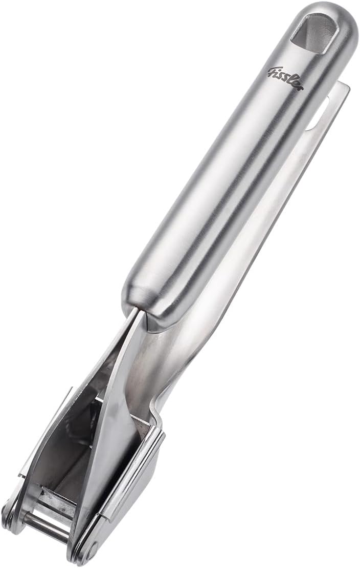 Essential Garlic Press, 18/10 Stainless Steel Garlic Mincer & Crusher, Kitchen Cooking Utensil, Ergonomic Handle, Easy to Clean, Dishwasher Safe