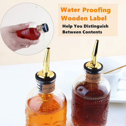 Syrup Dispenser Bottles Set, 4 Pack 7 OZ Bottles With Metal Pour Spout and Labels for Syrups, SC055 (4 Pack)