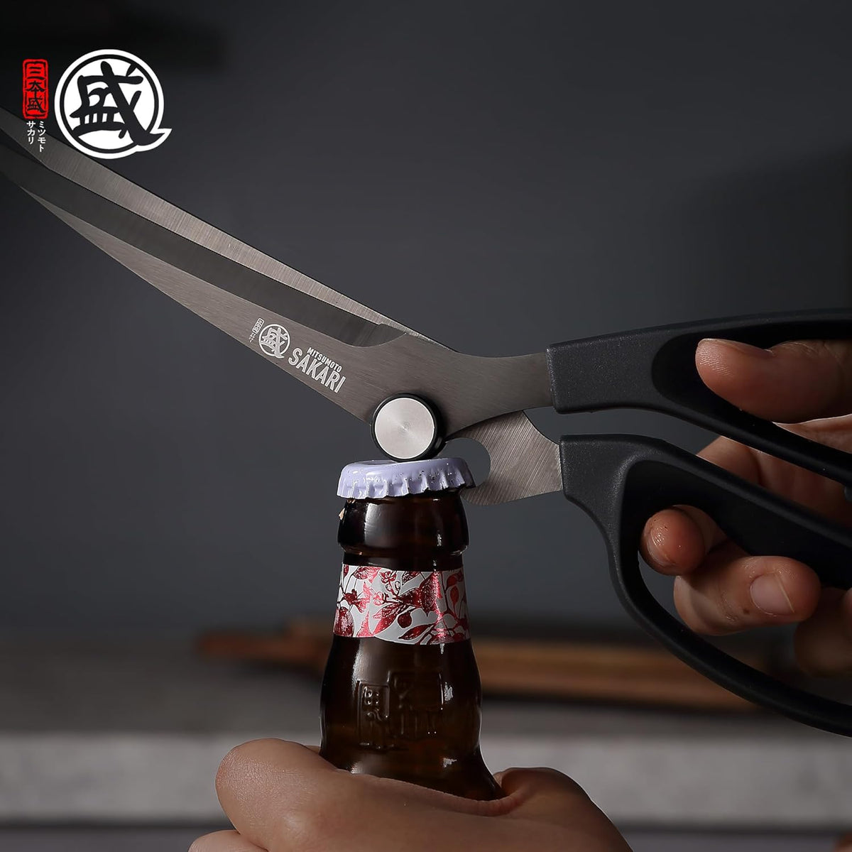 Kitchen Shears, Titanium Plated, 3CR13MOV Steel | Micro-Serrated Stable Cutting, Non-Slip PP/TBR Ergonomic Handle, Built-In Bottle Opener Joint, Meat Veg Herb Versatile