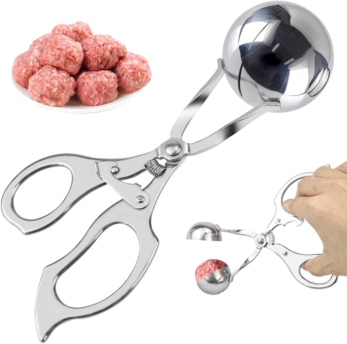 DOERDO Meat Ballers Non Stick Stainless Steel Ice Cream Scoop Rice Ball Meatball Maker Kitchen Tools, 3.5CM