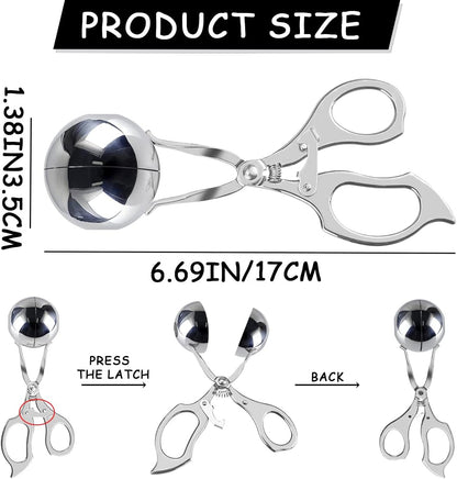 DOERDO Meat Ballers Non Stick Stainless Steel Ice Cream Scoop Rice Ball Meatball Maker Kitchen Tools, 3.5CM