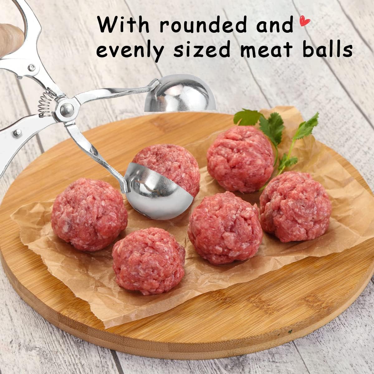 DOERDO Meat Ballers Non Stick Stainless Steel Ice Cream Scoop Rice Ball Meatball Maker Kitchen Tools, 3.5CM