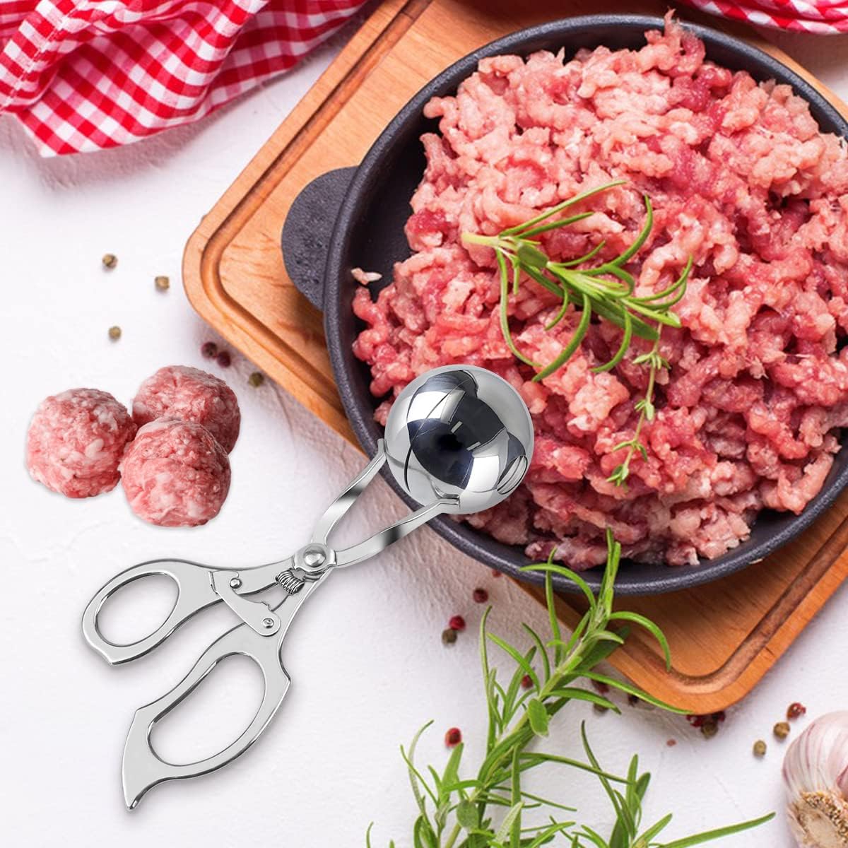 DOERDO Meat Ballers Non Stick Stainless Steel Ice Cream Scoop Rice Ball Meatball Maker Kitchen Tools, 3.5CM