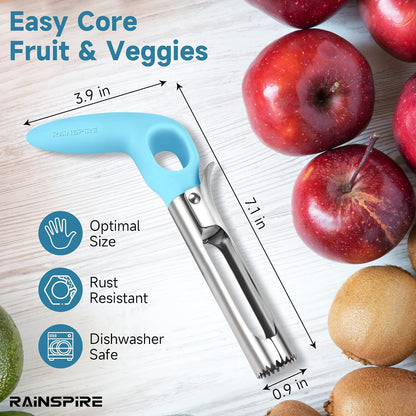 Upgraded Handle Premium Apple Corer Tool, Ultra Sharp, 304 Stainless Steel, Dishwasher Safe, Serrated Blades for Easy Coring, Black