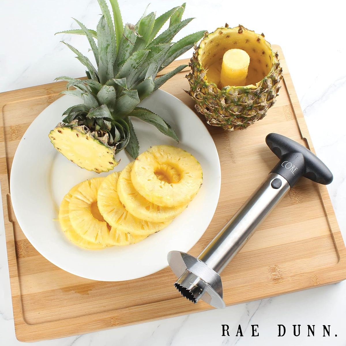 Stainless Steel Corer - Easily Removes Cores and Pits from Apples, Pears, Peppers, Pineapples, and More, Black Pineapple