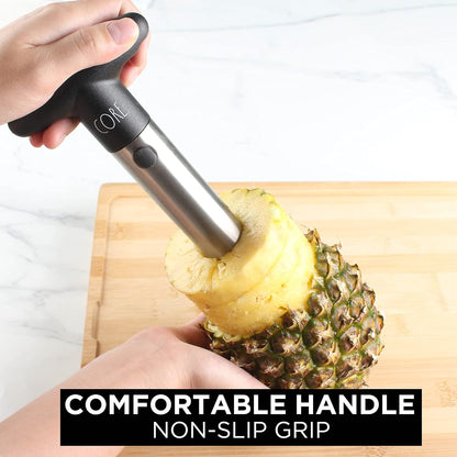 Stainless Steel Corer - Easily Removes Cores and Pits from Apples, Pears, Peppers, Pineapples, and More, Black Pineapple
