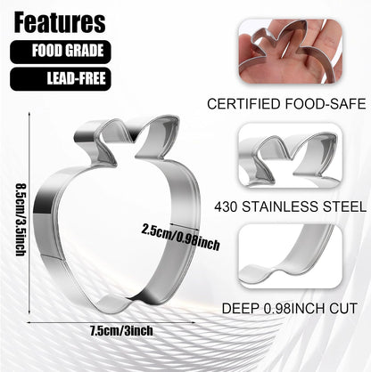 3.5 Inch Apple Cookie Cutter, Fruit Cookie Cutters, Stainless Steel