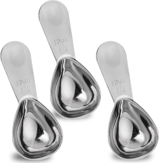 3pcs Stainless Steel Coffee Scoop Tablespoon Metal Measuring Spoon Stainless Steel Coffee Spoons Short Handles for Ground Coffee, Bean, Espresso, Powder, for Canister (sliver, 15ml)