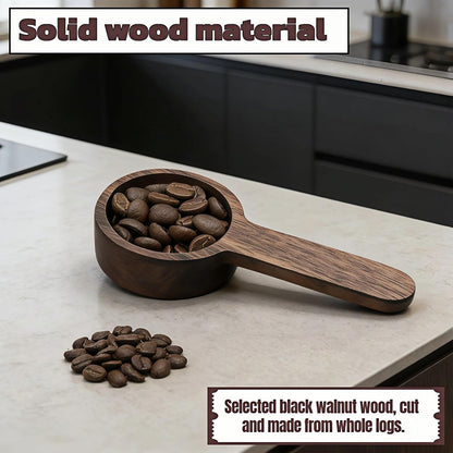 Walnut Wood Coffee Scoop & Measuring Spoon - 1 Tablespoon (15ml) for Ground Coffee, Tea, Spices, Protein Powder - Non-Scratch Kitchen Utensil, Reusable Stirring Spoon, Travel-Friendly Cooking Tool