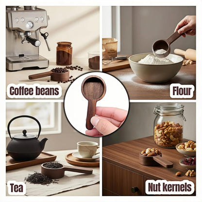 Walnut Wood Coffee Scoop & Measuring Spoon - 1 Tablespoon (15ml) for Ground Coffee, Tea, Spices, Protein Powder - Non-Scratch Kitchen Utensil, Reusable Stirring Spoon, Travel-Friendly Cooking Tool