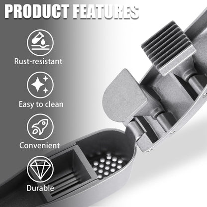 2 in 1 Garlic Press and Slicer with Built-In Cleaner and Silicone Peeler