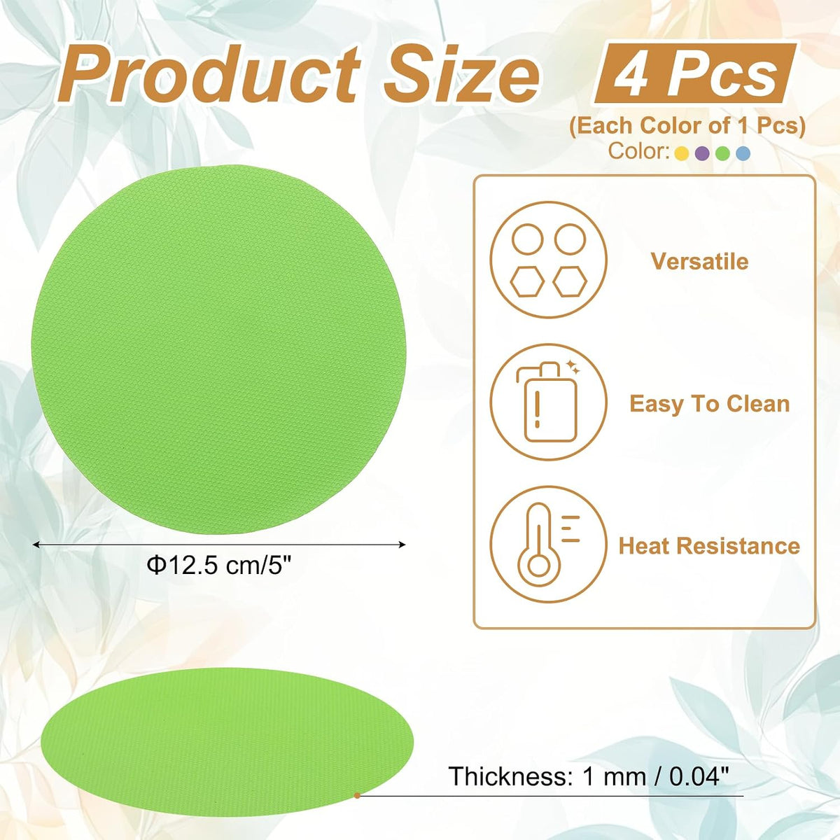 4pcs Silicone Jar Opener Pads, 12.5cm/5" Texture Can Opener Multipurpose Round Bottle Lid Opener Non-Slip Coasters for Weak Hands Seniors Children, Gray