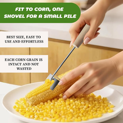 Corn Stripper Tool - Efficient Kernel Remover & Shucker for Fresh Corn, with Wooden Handle 3Pcs