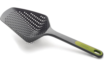 Scoop Plus Colander, Spoon Drainer/Strainer, Scoop, Drain and Serve, heat resistant up to 200°C (392°F), Dishwasher safe, Large, Black