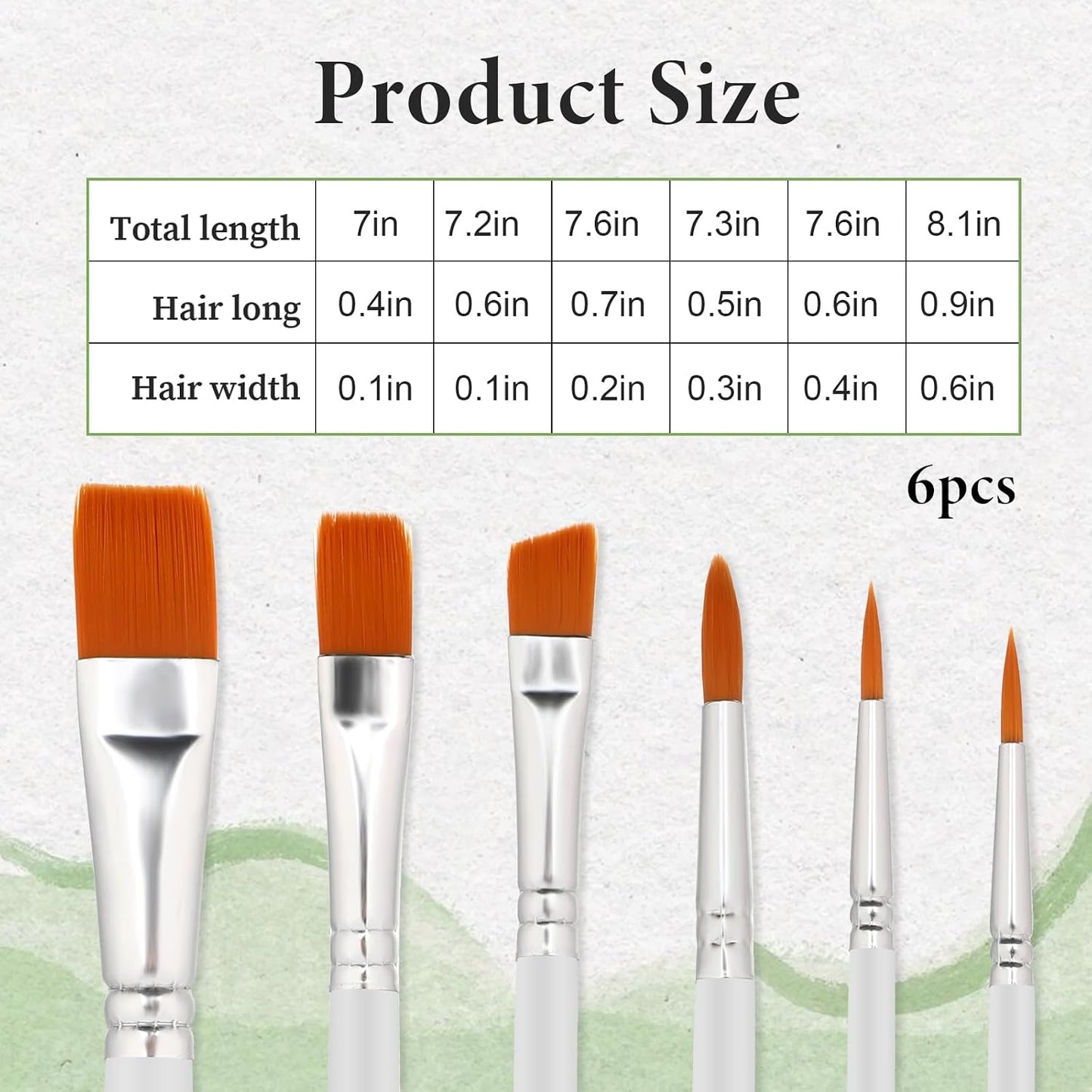 6pcs Cake Painting Brushes Food Safe Paint Brushes Cookie Decorating Paint Brush Food Baking Painting Brush for Cake Pastry Cookie Decorating for Basting, Cooking, Baking