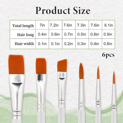 6pcs Cake Painting Brushes Food Safe Paint Brushes Cookie Decorating Paint Brush Food Baking Painting Brush for Cake Pastry Cookie Decorating for Basting, Cooking, Baking
