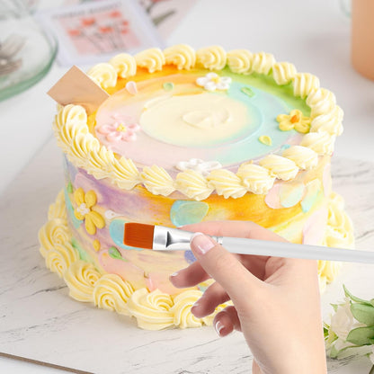 6pcs Cake Painting Brushes Food Safe Paint Brushes Cookie Decorating Paint Brush Food Baking Painting Brush for Cake Pastry Cookie Decorating for Basting, Cooking, Baking