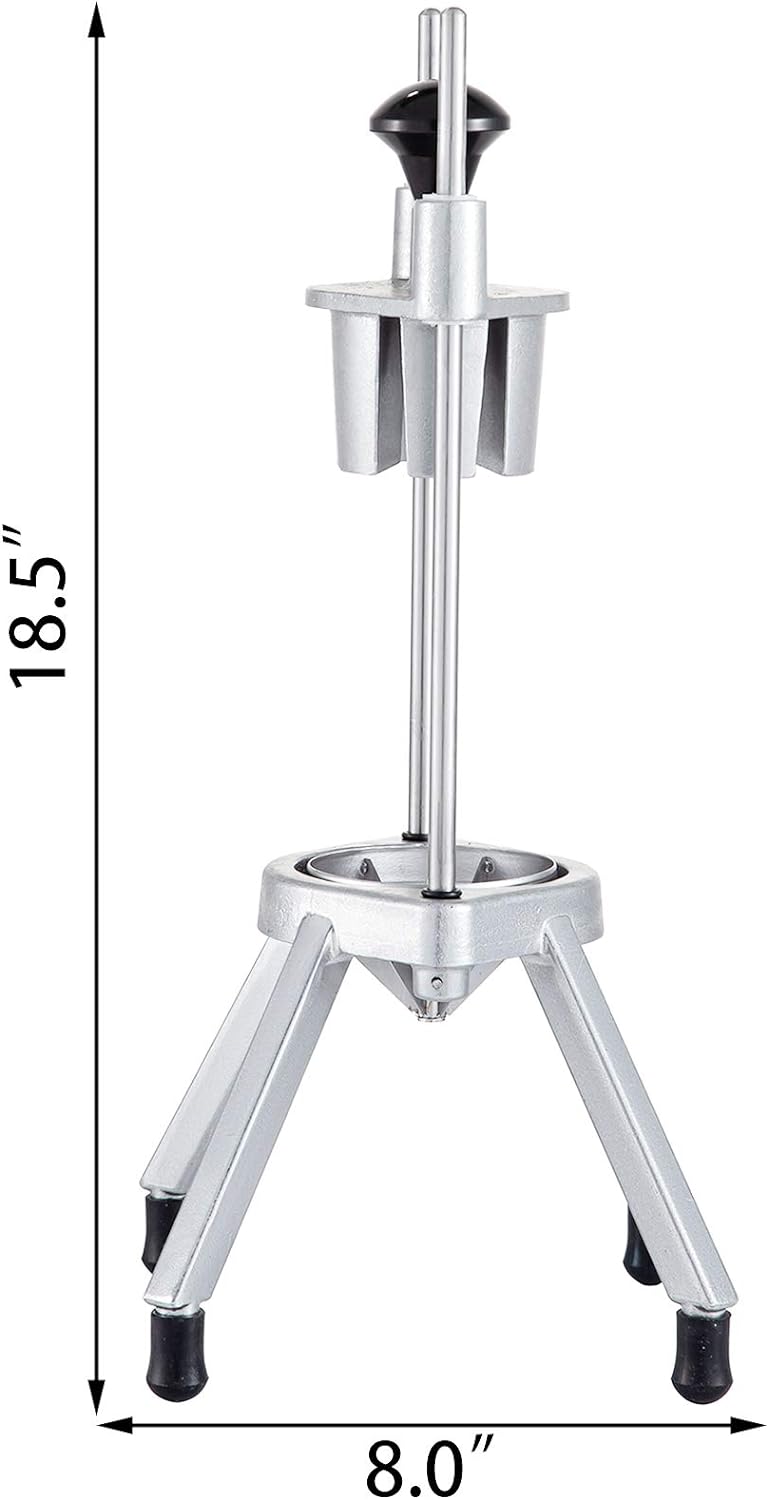Commercial French Fry Cutter, Stainless Steel Vegetable Fruit Chopper with 3 Replacement Blades 1/2-Inch 3/8-Inch 1/4-Inch, Manual Potato Slicer Dicer for Restaurants & Home Kitchen