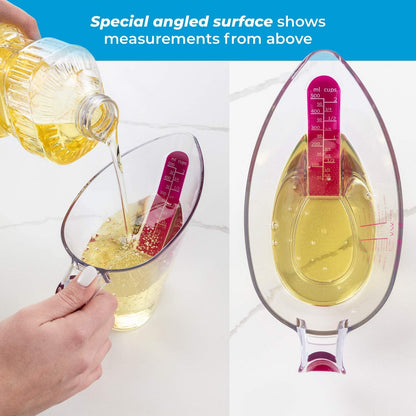 Liquid Measuring Cups with Spouts, 4-Piece Angled Plastic Set, 1 to 4 Cups