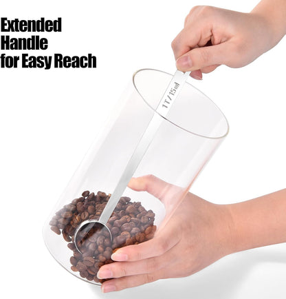 18/8 Stainless Steel Coffee Scoop, Food-Grade Metal Measuring Spoon with 6.9in Long Handle, Tablespoon Scooper for Coffee Beans, Ground Coffee, Espresso, Protein Powders, Tea, Sugar (1 Tbsp)