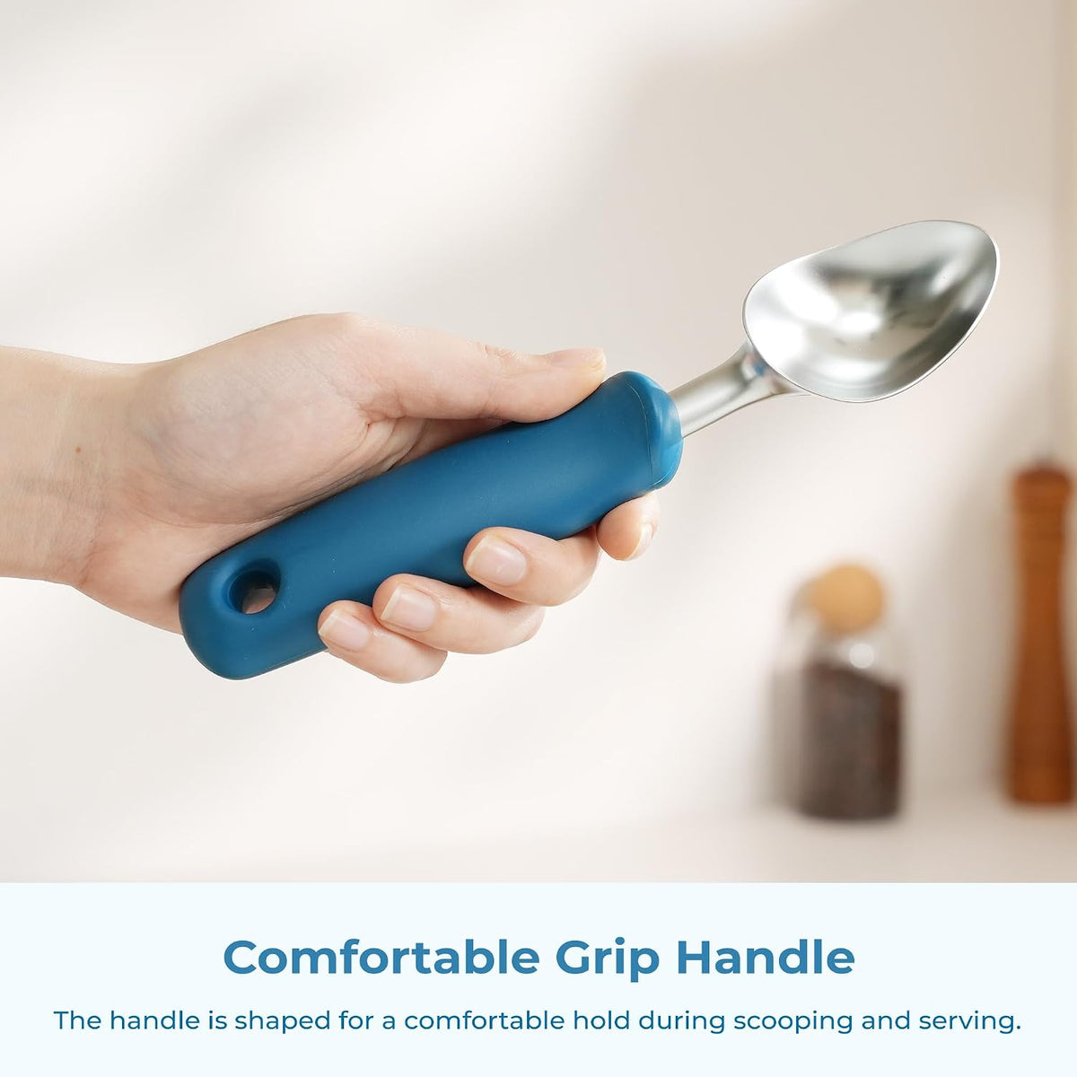 Can Opener, Manual Stainless Steel Can Opener with Premium Zinc Alloy Construction, Large Turning Knob, Magnetic Lid Lifter and Ergonomic TPE Non-Slip Grip Handles, Blue