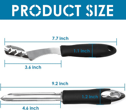 Jalapeno Pepper Corer, Set of 2, Stainless Steel Zucchini Cucumber Corer with Serrated Slice and Rubber Handle, Core Deseeder for Jalapenos, Chilis, Bell Peppers