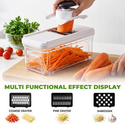 Vegetable Chopper Mandoline Slicer, 6 Blade Chopper, 10-in-1 Gray | Onion Potato Dicer, Veggie Cutter for Salad, Carrot, Cucumber Home Kitchen Gadgets Accessories Essentials(Grayish White)