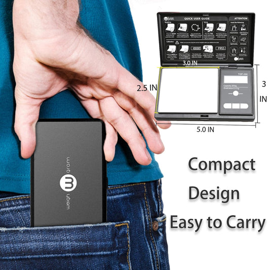 200g Digital Pocket Gram Scale 0.01g Accuracy, 200g x 0.01g Mini Digital Grams Scale, Small Food Scale, Jewelry Scale, Ounces Grains Scale With100g Calibration Weight