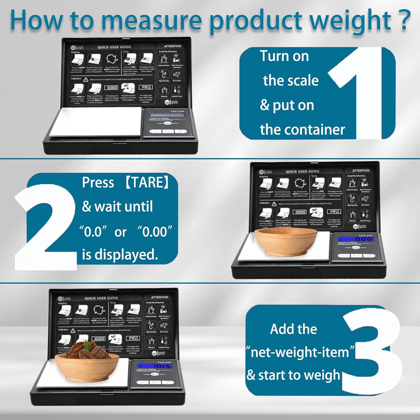 200g Digital Pocket Gram Scale 0.01g Accuracy, 200g x 0.01g Mini Digital Grams Scale, Small Food Scale, Jewelry Scale, Ounces Grains Scale With100g Calibration Weight