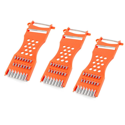 Metal Scraper Fruit Grater Slicer Vegetable Peeler 3 Pcs Orange Red