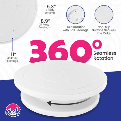 88 pcs Cake Decorating Kit with Cake Turntable - Includes 50 Disposable + 2 Reusable Piping Bags and Tips Set, 24 Icing Piping Tips, 2 Spatulas, 3 Icing Comb Scraper, Baking Supplies